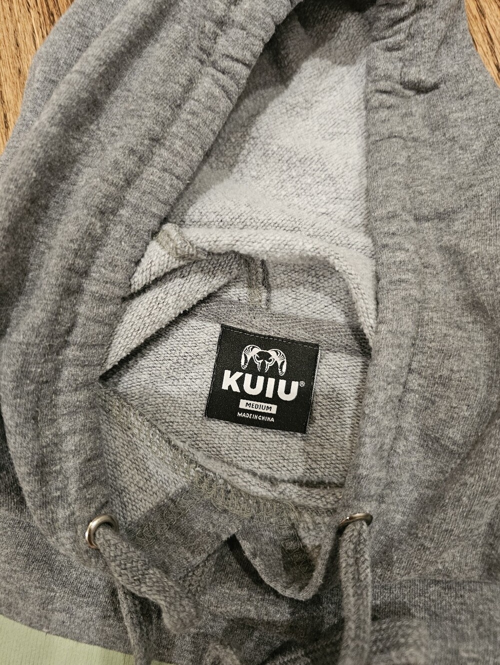 KUIU Gray Pullover Hoodie with Pale Green Logo - Picture 3 of 6